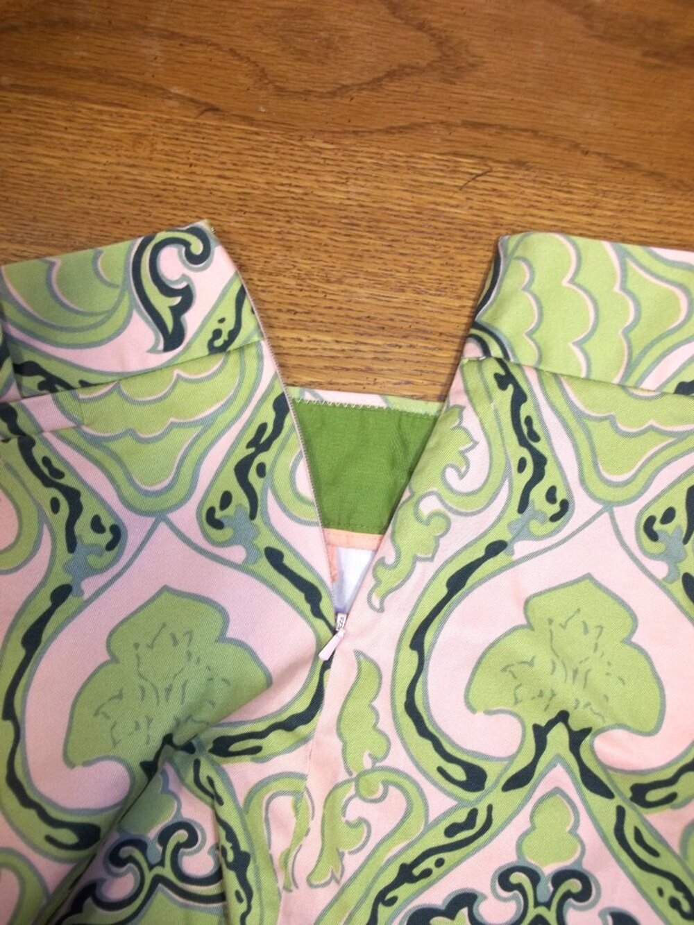 J. Crew Factory Womens Skirt Size 10 Partial Zipper Pockets Geometric Green Pink - Picture 4 of 6